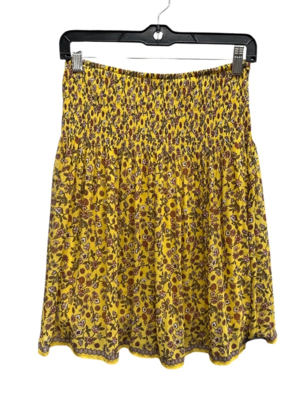 Max Studio Yellow Floral Smocked Waist Skirt size small